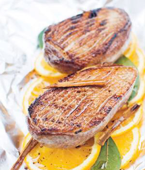 Gegrilde eendenborst met sinaasappel en kaneel