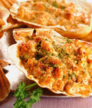 Visschelpen gegratineerd