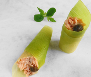 Preirolletjes  met zalmfilet