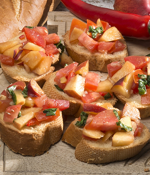 Bruschetta met perzik