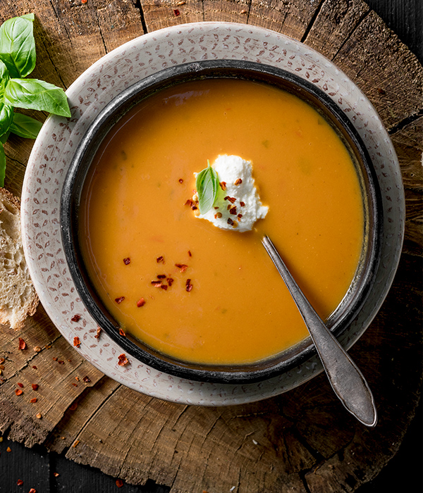 Pompoen-tomatensoep 