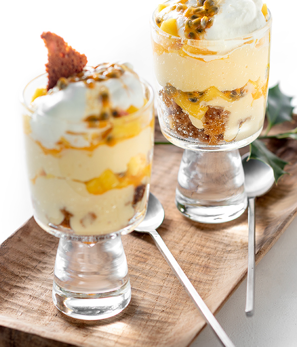 Tropische trifle met gemberkoek