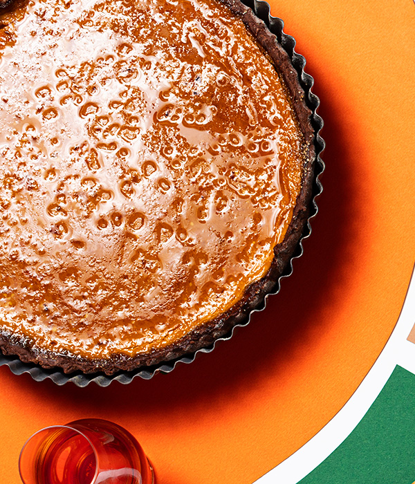 Gekarameliseerde pompoentaart met een scheutje bourbon 