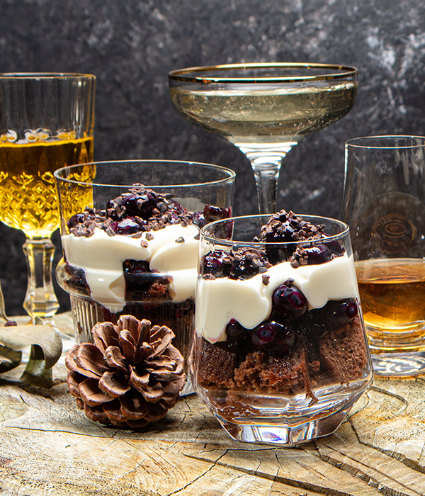 Wilde bosbessen trifle 